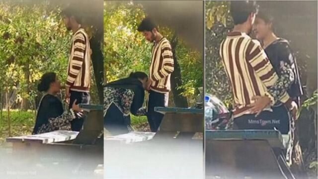 Unsatisfy Wife Outdoor Blowjob and Fuck with Her Son’s College Friend Secretly Captured Leaked